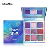 UCANBE Brand Monroe Walk Eyeshadow Makeup Palette 9 Colors Holographic Shimmer Glow Pigmented Eye Shadow Long Lasting Cosmetics